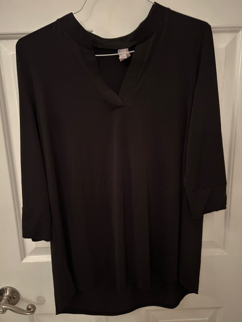 Honeyme Black V-Notch Tunic Top Size M